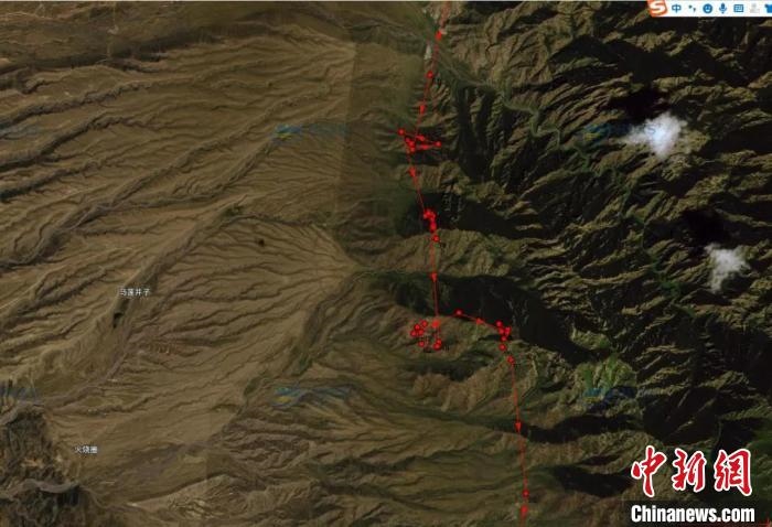 圖為雪豹故地重游來到放歸地的足跡。　內(nèi)蒙古賀蘭山國家級自然保護(hù)區(qū)供圖