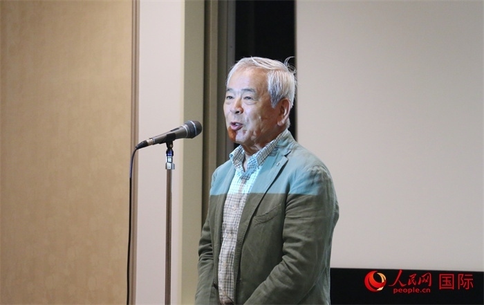 展覽名譽顧問、日本前文化廳長官青柳正規(guī)致辭。（人民網(wǎng) 許可攝）