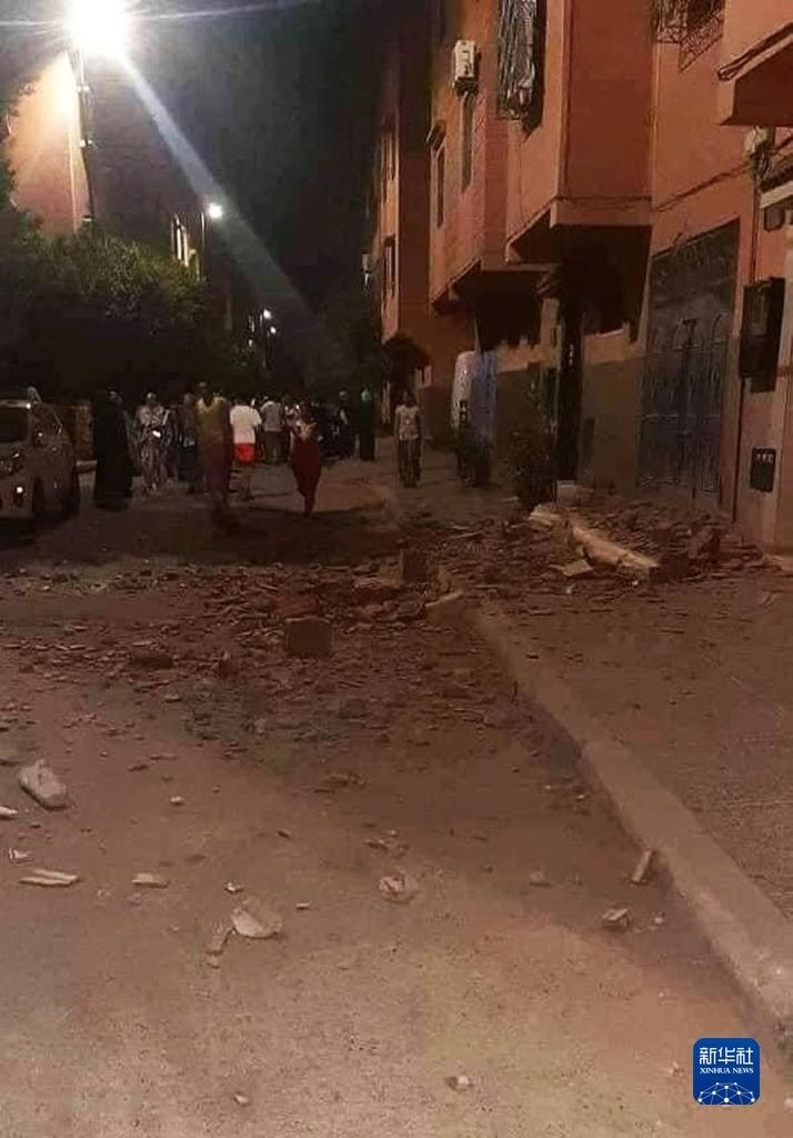 這是9月9日在摩洛哥南部城市馬拉喀什拍攝的震后景象。新華社發(fā)