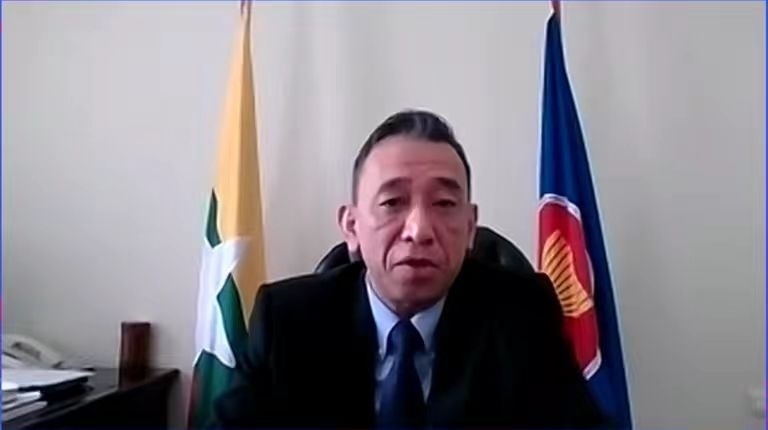 昂苗敏致辭。中國(guó)駐東盟使團(tuán)供圖