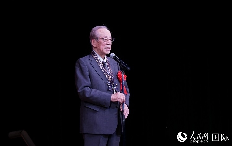 日本前首相福田康夫發(fā)表致辭。人民網(wǎng) 蔣曉辰攝