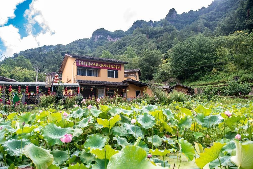 這是8月28日拍攝的華溪村村民開(kāi)設(shè)的農(nóng)家樂(lè)外景。新華社記者 唐奕 攝