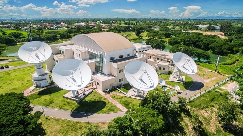 2016年8月1日拍攝的老撾首都萬象的老撾一號通信衛(wèi)星地面站全景。