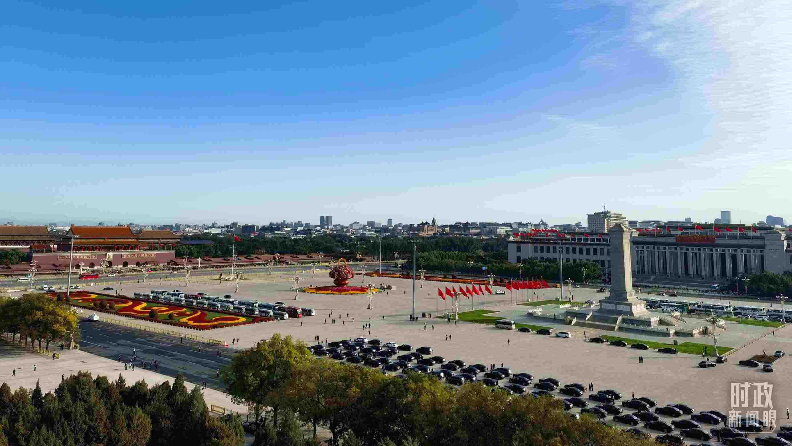 △18日的天安門廣場。（總臺央視記者周志國拍攝）