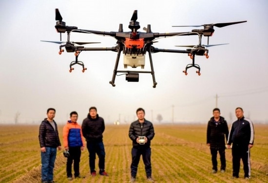 2019年2月25日，無人機(jī)教員（右三）在河北省衡水市冀州區(qū)徐莊鄉(xiāng)北榆林村為村民做植保無人機(jī)飛行操作技能培訓(xùn)。新華社記者 李曉果 攝