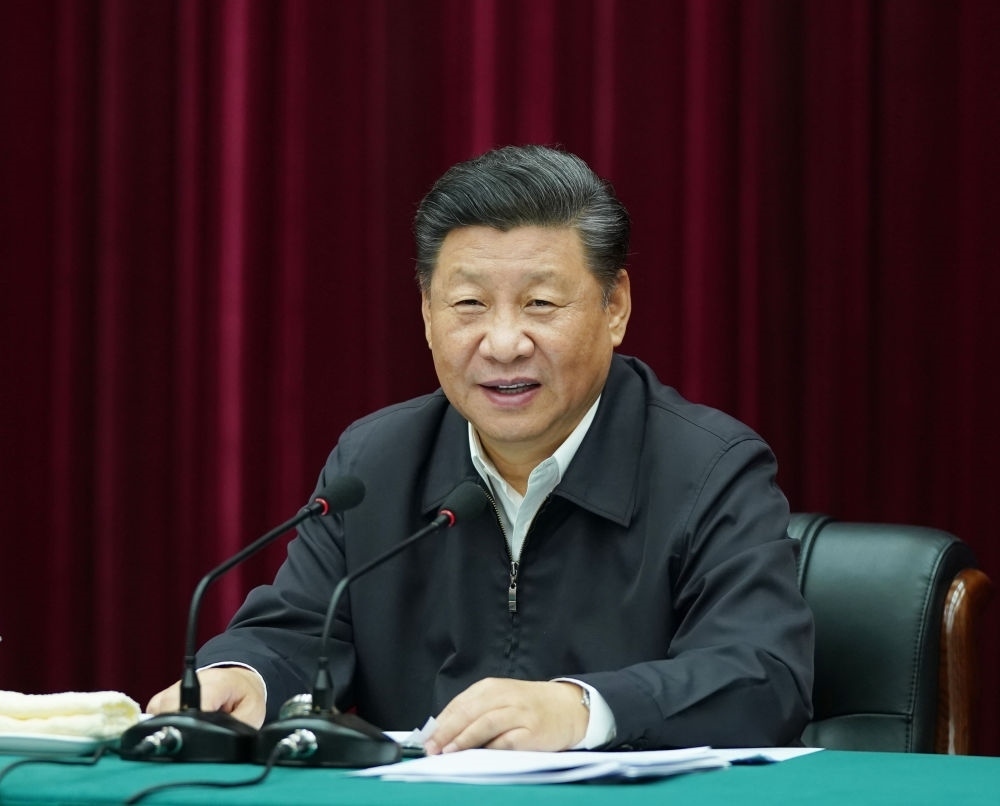 2019年9月18日上午，中共中央總書記、國家主席、中央軍委主席習(xí)近平在鄭州主持召開黃河流域生態(tài)保護(hù)和高質(zhì)量發(fā)展座談會并發(fā)表重要講話。新華社記者 謝環(huán)馳 攝