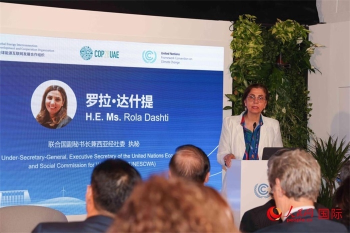 聯(lián)合國(guó)副秘書(shū)長(zhǎng)兼西亞經(jīng)濟(jì)社會(huì)委員會(huì)執(zhí)行秘書(shū)羅拉·達(dá)什提致辭。人民網(wǎng)記者 任皓宇攝