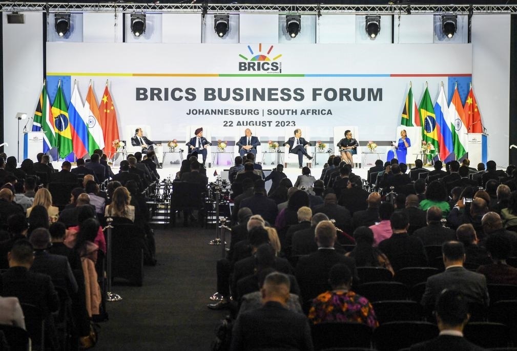 這是8月22日在南非約翰內(nèi)斯堡拍攝的金磚國(guó)家工商論壇現(xiàn)場(chǎng)。新華社記者李亞輝攝