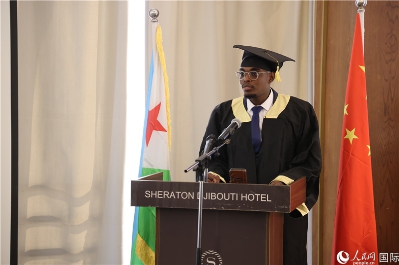 吉布提魯班工坊2023屆畢業(yè)生代表發(fā)言。人民網(wǎng)記者 張志文攝