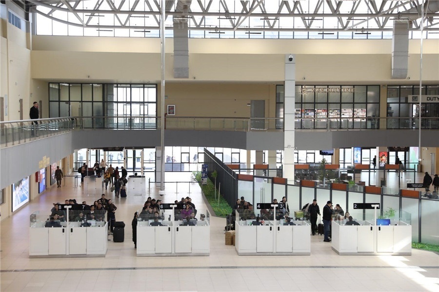 3月24日，扎門烏德口岸通關(guān)現(xiàn)場。駐蒙古使館供圖