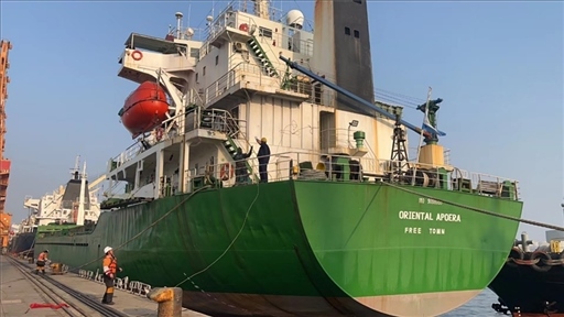 中蘇海運(yùn)直航貨輪靠泊蘇里南碼頭。中國(guó)駐蘇里南大使館供圖