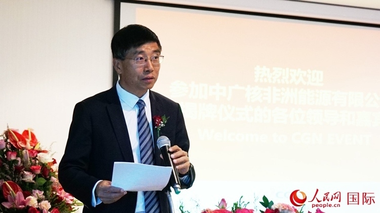 國(guó)家電網(wǎng)公司非洲辦事處主任汪文安致辭。人民網(wǎng) 劉暢攝