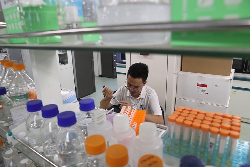 在三亞崖州灣科技城，一名青年科技工作者正在進(jìn)行科研工作。