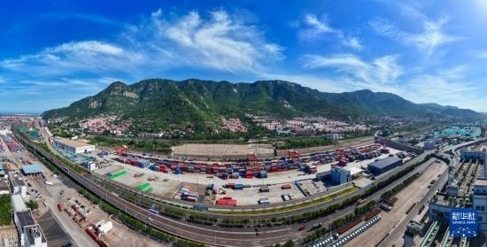 這是6月26日拍攝的中哈連云港物流合作基地（無人機照片）。新華社記者 季春鵬 攝