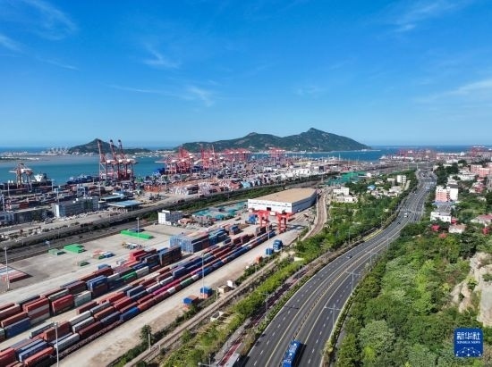 這是6月26日拍攝的中哈連云港物流合作基地（無人機照片）。新華社記者 季春鵬 攝