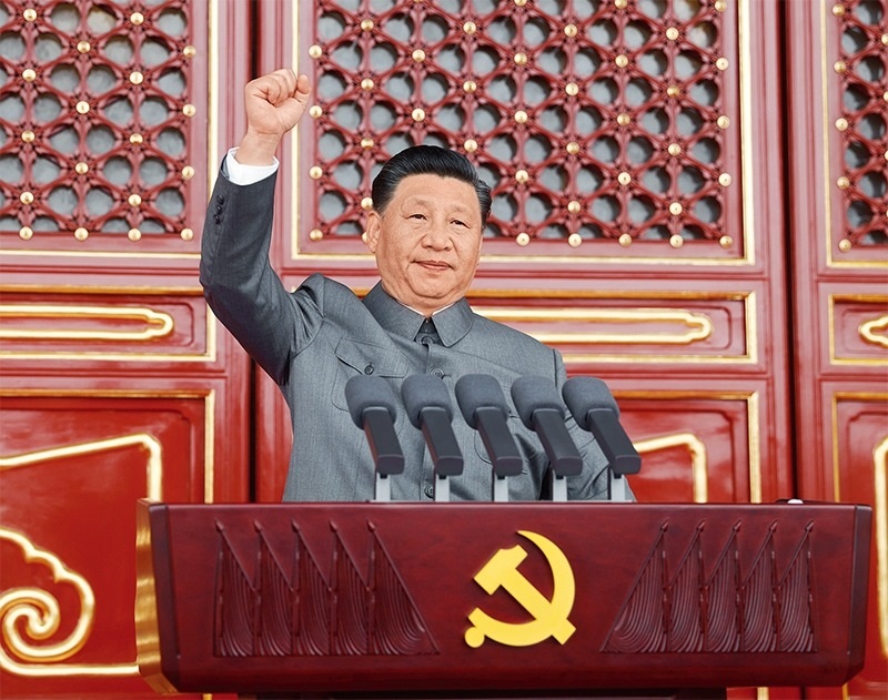 2021年7月1日，慶祝中國共產(chǎn)黨成立100周年大會在北京天安門廣場隆重舉行。中共中央總書記、國家主席、中央軍委主席習(xí)近平發(fā)表重要講話。 新華社記者 鞠鵬/攝