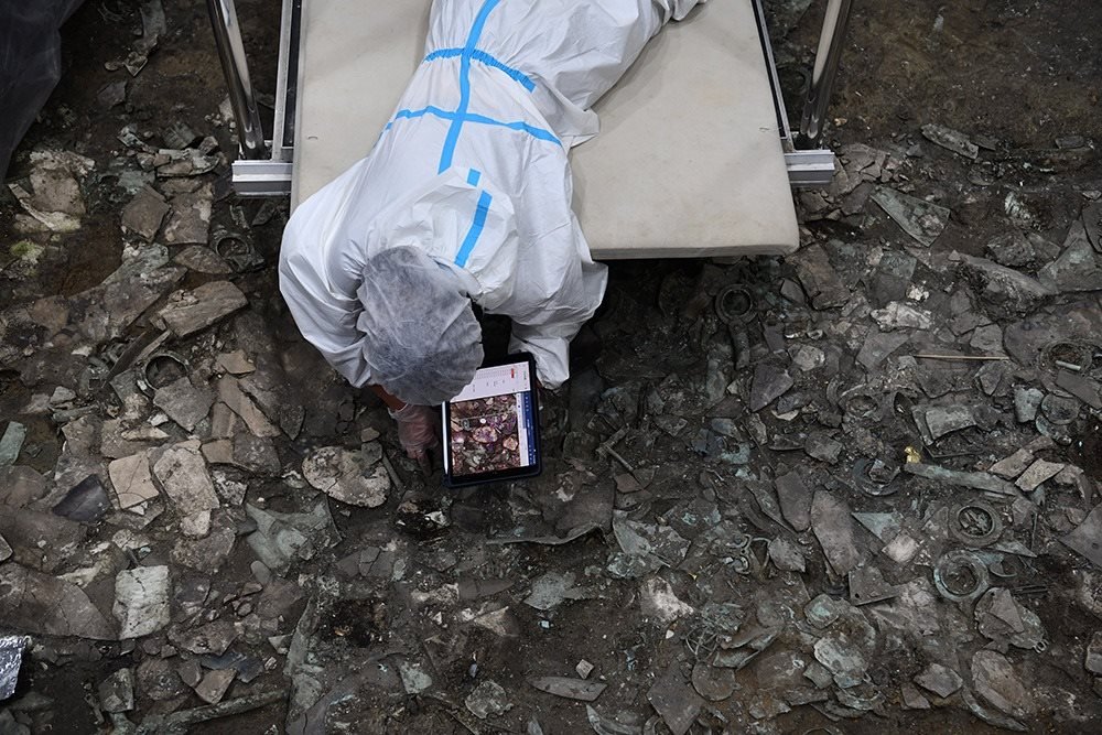 2022年6月28日，四川德陽，三星堆7號祭祀坑發(fā)掘現(xiàn)場。