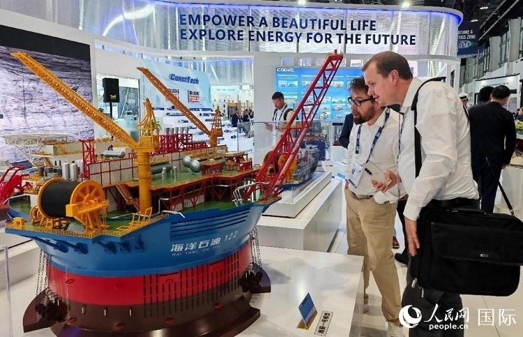 觀眾在中企展臺(tái)參觀。人民網(wǎng)記者管克江攝