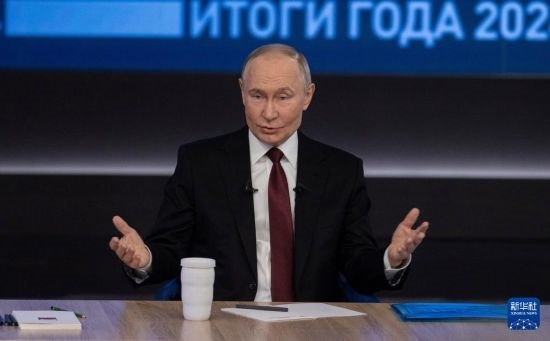 12月19日，在俄羅斯首都莫斯科，俄羅斯總統(tǒng)普京在“年度盤點(diǎn)”活動(dòng)上講話。新華社記者 白雪騏 攝