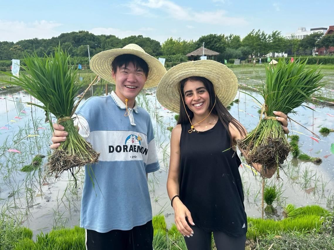 卡友琪在插秧。受訪者供圖