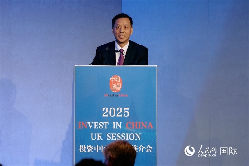中國(guó)駐英國(guó)大使館經(jīng)濟(jì)商務(wù)公使余本林發(fā)表致辭。楊浩鵬攝
