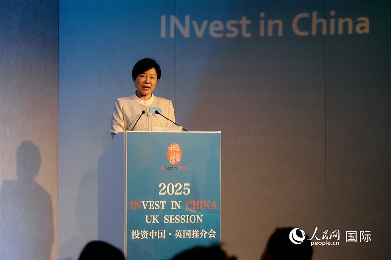 湖南省商務(wù)廳廳長(zhǎng)龍小紅做商務(wù)工作情況推介。楊浩鵬攝。